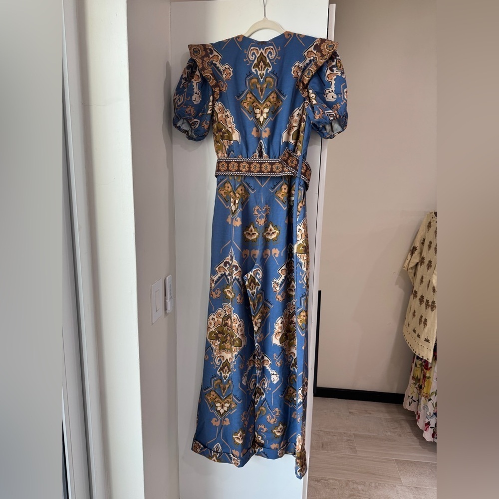 Farm Rio: Blue Ornament Floral Jumpsuit - Picture 8 of 14